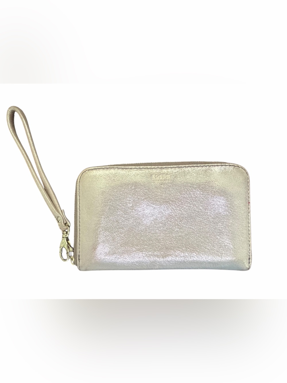 Fossil Metallic Gold Wristlet Wallet Zip